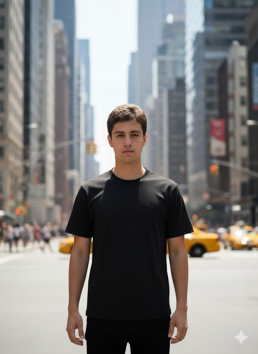 Simple plane cotton black t-shirt for mens