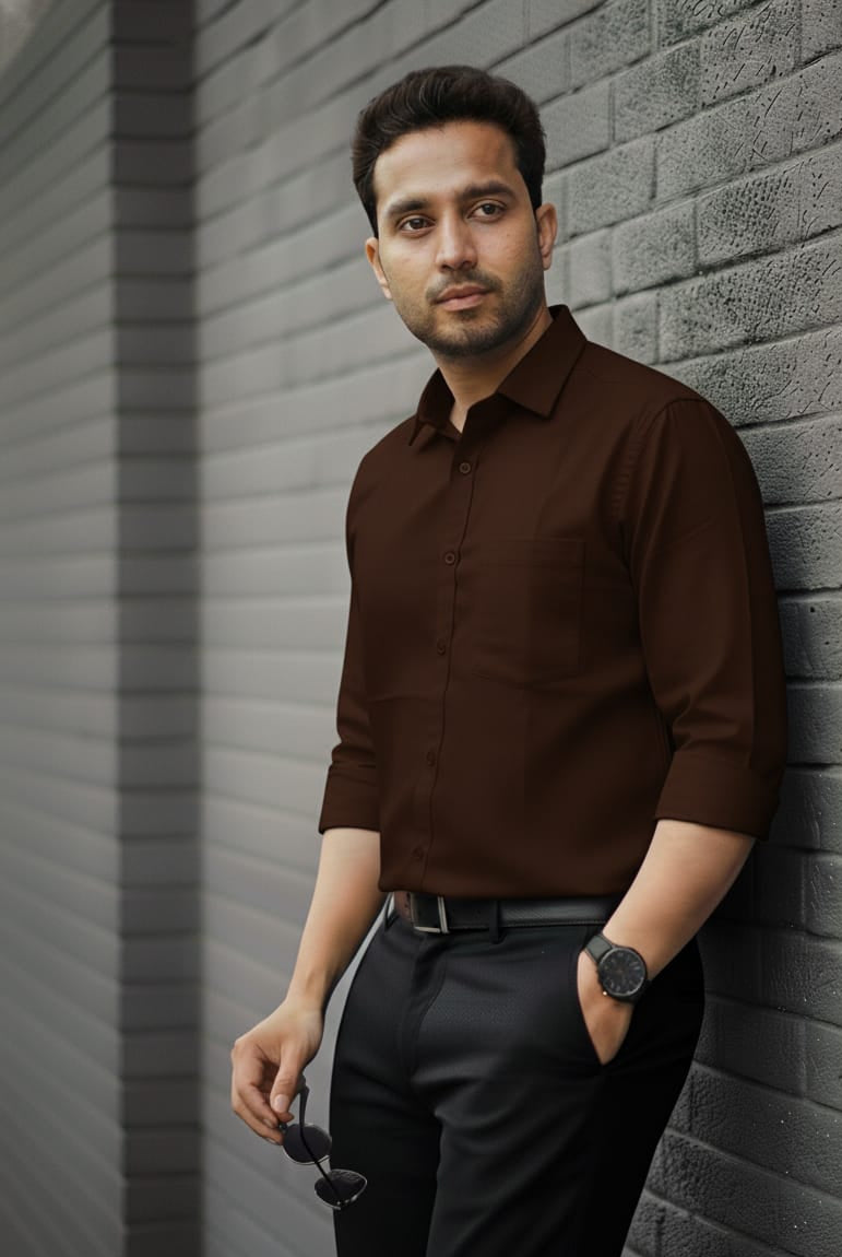 Macbre Espresso Tailored Cotton Blend Shirt