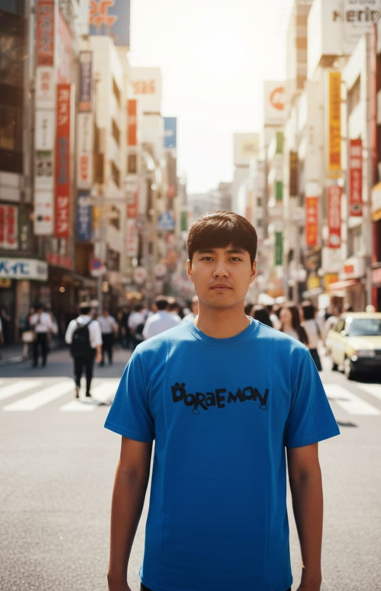 Macbre Doraemon Reversible Icon T-Shirt (Royal Blue)